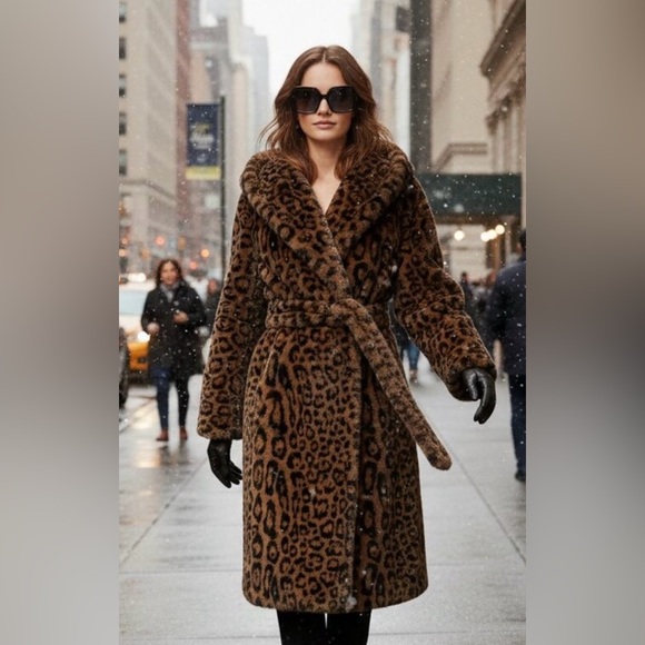 Rebecca Minkoff Jackets & Blazers - NWT Rebecca Minkoff Faux Fur Leopard Wrap Coat